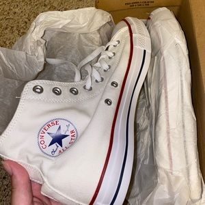 NEW Women’s 11 and Men’s 9 white converse high top sneakers